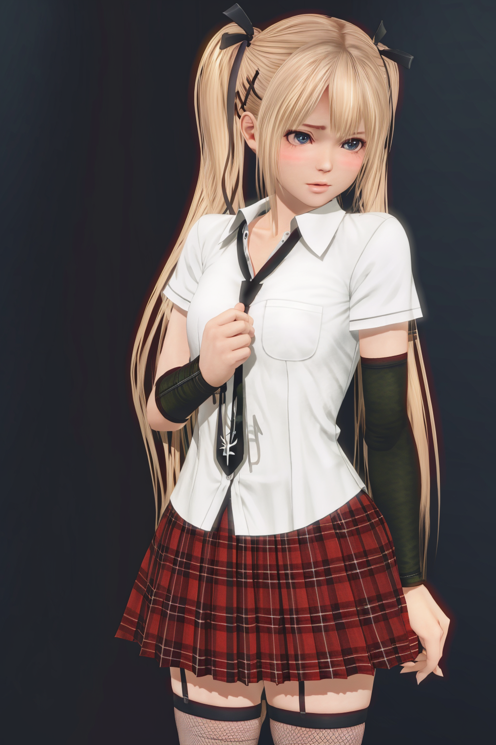 05585-3207882523-masterpiece, best quality, marie rose, shy, blush, shirt, skirt, fishnet thighhighs, long hair, looking away,.png